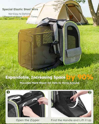 Cat Backpack Expandable (Grey / 15.4"L x 11.0"W x 19.0"H)