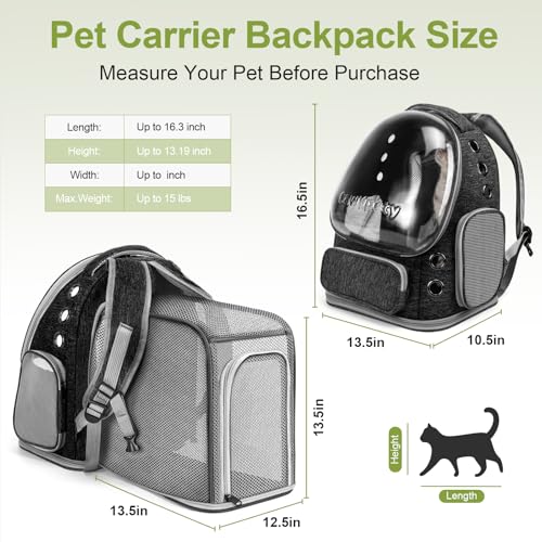 Expandable Cat Backpack Large Space Cat Bubble Backpack Carrier (Square Expandable- Black)