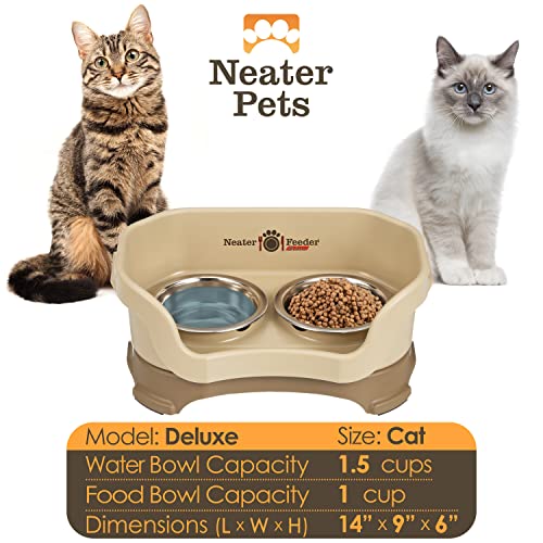 Neater Feeder Deluxe Mess Proof Cat Bowls Elevated (Cat with Standard Bowl / Cappuccino)