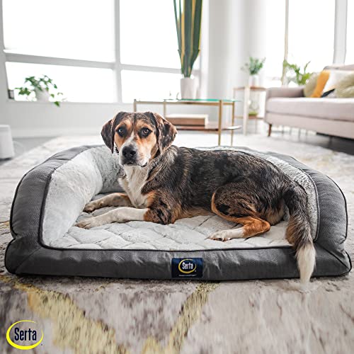 Orthopedic Quilted Couch Dog Bed for Pets (38.0"L x 27.0"W x 10.0"Th / Slate Gray)