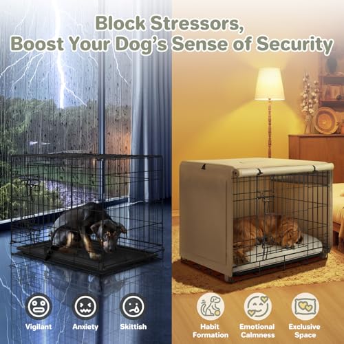 Dog Crate Cover (Beige (with left window) / 36 Inch)