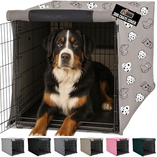 Dog Crate Covers (Taupe Dogs / 48" X 30" X 33")