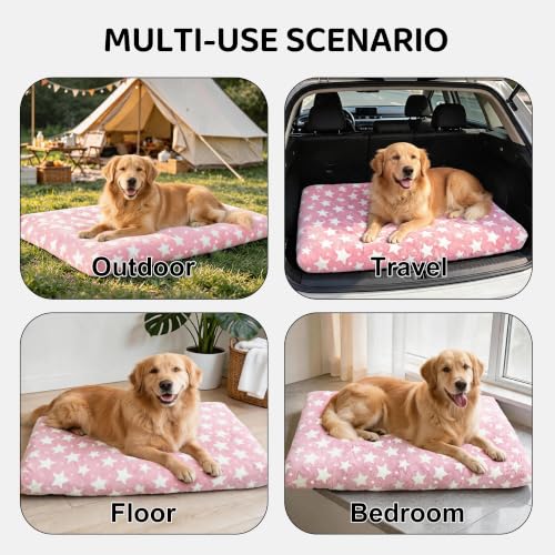 Orthopedic Dog Bed for Large Dogs (L(35"*23"*3.1") / Big&Little Stars Pink-1pc)