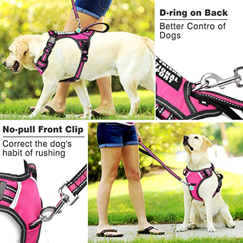 Service Dog Vest No Pull Dog Harness with 7 Dog Patches (Small / Rose Pink)