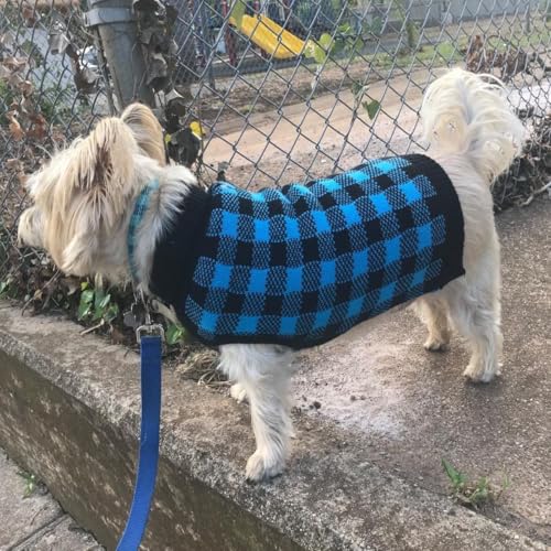 Dog Sweaters for Large Medium Small Dogs (S/M - Chest 19", Back 14" / Blue&Black)