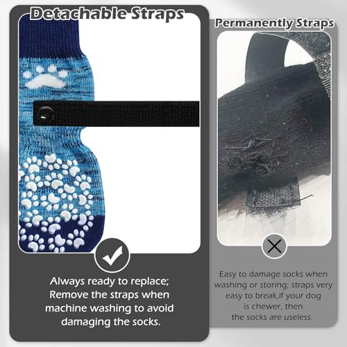 6PCS Anti Slip Dog Socks to Prevent Licking Paws (XX-small (6 Count) / Blue)