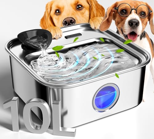 10L 2.6Gal Dog Water Fountain for Large Dogs