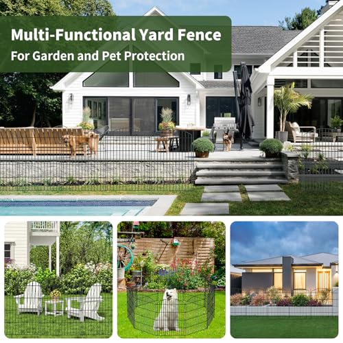 10 Panel No Dig Metal Garden Fence 32"H x 23.6'L Dog Fence Outdoor for Yard (10pc 23.6 ft(L) X 32 in(H)-Convex)