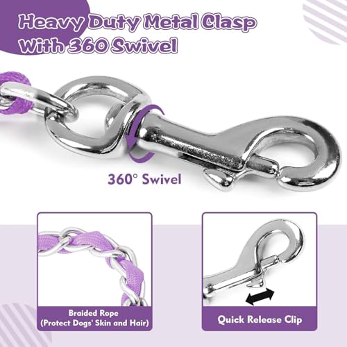 Metal Chain Dog Leash Chew Proof for Dogs (Purple / 6FT 3.0mm (Medium dogs))
