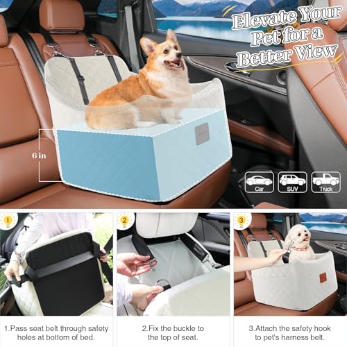 Dog Car Seat for Dogs up to 35lbs (Beige / Medium)