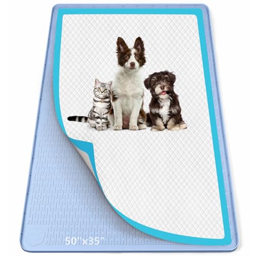 Pee Pad Holder for Dogs 50''x35'' Silicone Puppy Pee Pad Tray (Blue)