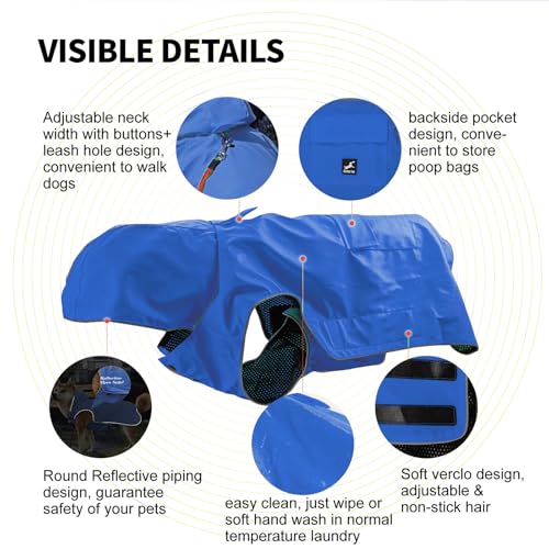 Easy Sporting Dog Raincoat with Soft Non (X-Large / Blue)