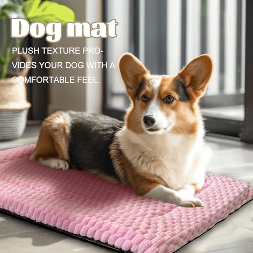 Dog Bed Mat Soft & Comfortable Dog Kennel Pad for Crate (L(35"*23"*1.5") / Pink-1pc)
