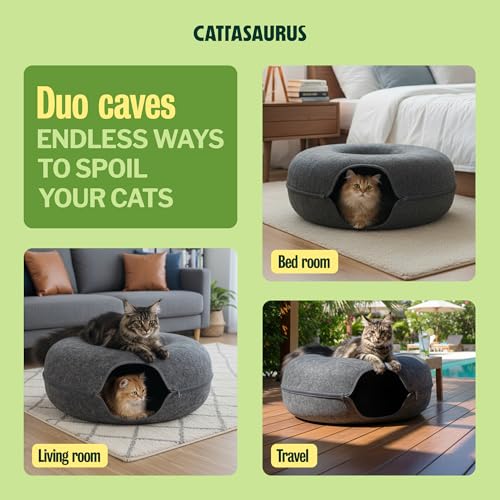 Peekaboo Cat Cave Duo Jumbo Set (Dark Gray + Dark Gray / Jumbo)