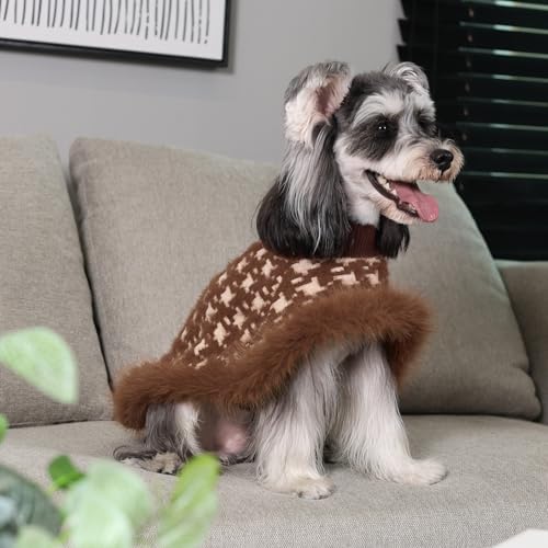Dog Sweater Cloak (Large(Back Length 14") / Brown Houndstooth)