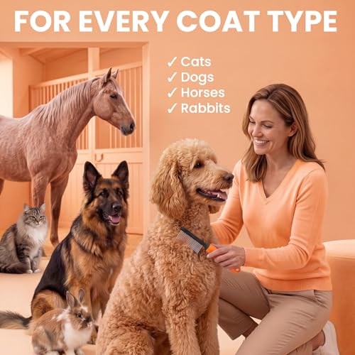 Poodle Grooming Comb (Orange / Detangling Pet Comb)