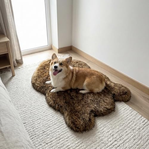 Faux Fur Orthopedic Dog Bed (Brown / Medium)