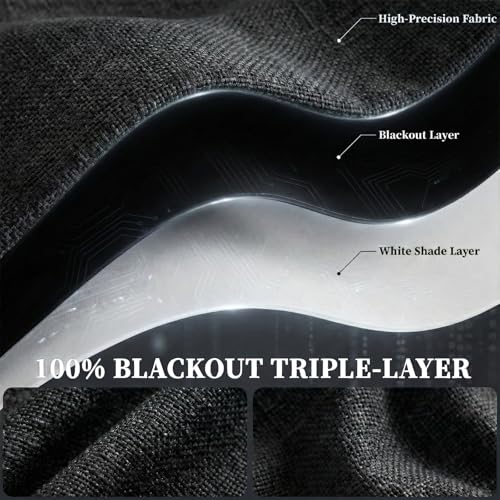 100% Blackout Magic Tape Stick On Curtains Window Shades Pull Down Blackout Window Cover No Drillng Self Adhesive Curtains No Rod Small Windows (35"W x 60"L (Pack of 1) / Black)