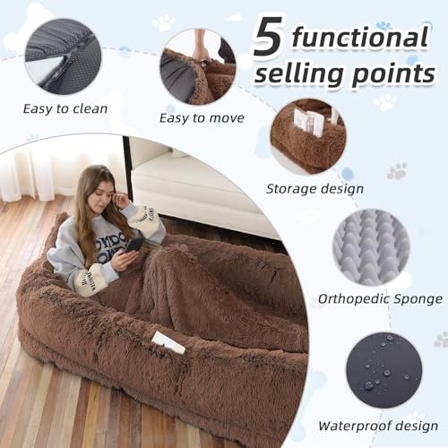 Human Dog Bed (71.0"L x 45.0"W x 12.0"Th / Coffee)
