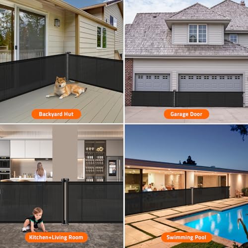 2-in-1 Retractable Baby Gates 41" Tall, Both Side Up to 200" Wide, Black (Black / 41" Tall x 400" Wide(2-in-1))