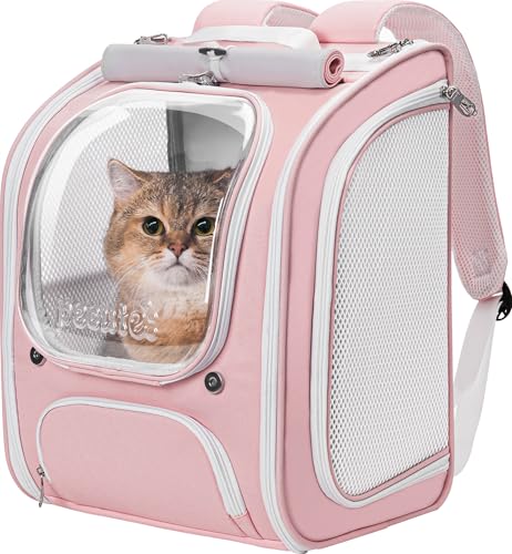 Cat Backpack Carrier (Pink / 12.6"L x 10.2"W x 16.5"H)