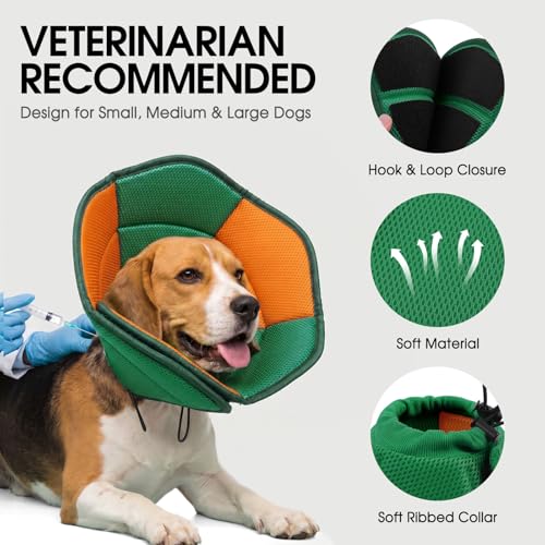 Dog Cones for Large Dogs Soft Dog Cone to Stop Licking (Pine Green / X-Large)