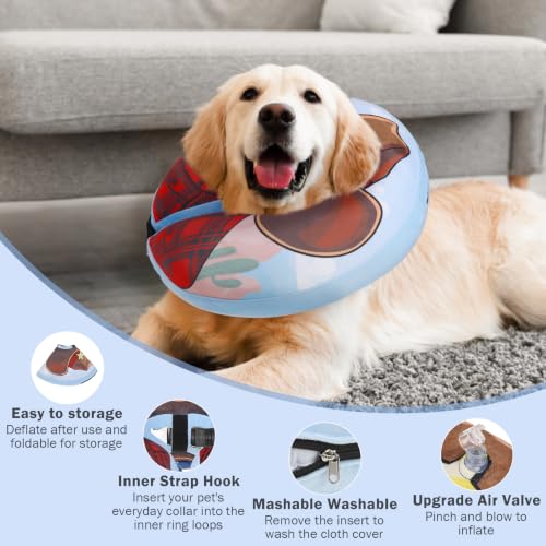 Dog Cone Alternative After Surgery Donut Collar (Brown Cowboy / M(Neck 13"-16"))