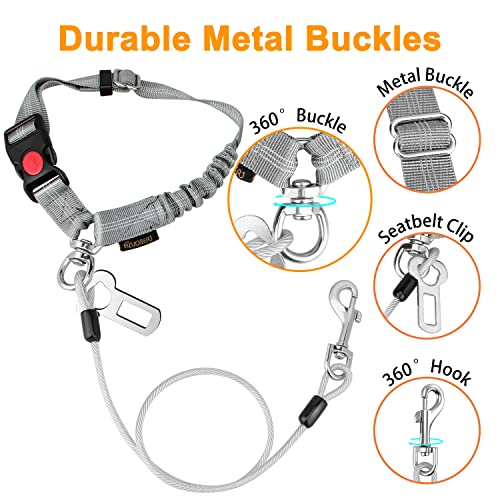 Chew Proof Dog Car Seat Belt (Gray / 2 Pack)