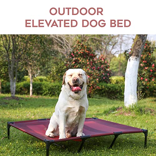 Elevated Dog Bed Waterproof Outdoor (XL (48"L x 36"W x 9"H) / Red)