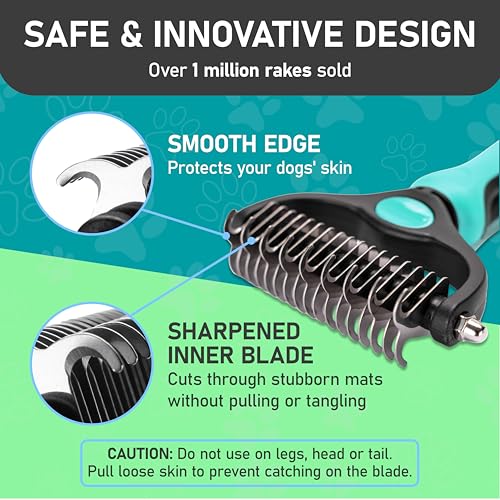 Hair Brush Double Sided Shedding (Turquoise / Large)