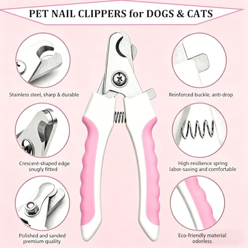 7PCS Dog Grooming Brush Kit for Shedding and Matted Fur (Pink)