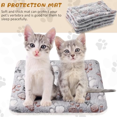 4 Pack Soft Pet Bed Mat Small Dog Crate Fleece (13 x 19 Inches / Light Gray)