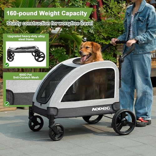 Dog Stroller for Large & Medium Dogs (Grey)