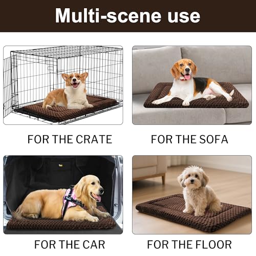 Dog Bed Crate Mat (S(24"*18"*1.5") / Dark Brown-1pc)