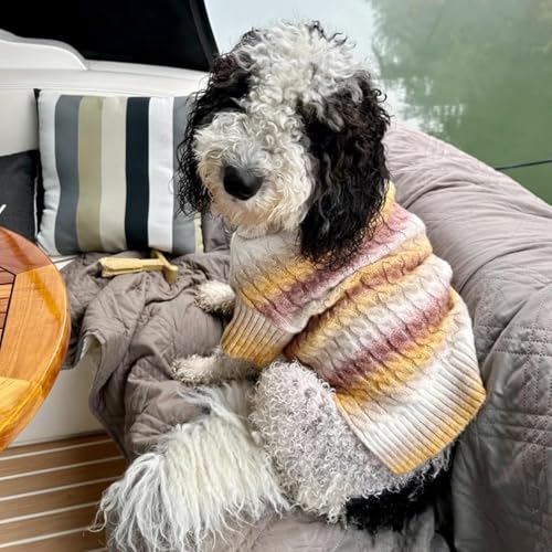 Color Block Dog Sweater for Medium Large Dog Turtleneck Thermal Knit (2XL (45-70lbs) / 06# Brown)