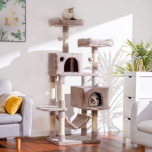 Cat Tree Tower with Sisal Scratching Posts (53.7 Inches / Muchroom)