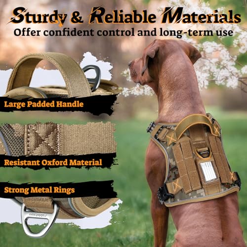 Tactical Dog Harness Medium Sized (M(chest:20.1"-33.9",neck:17.7"-22.3",back:7.5") / Desert Camo)