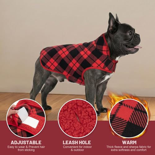 Sherpa Dog Coat Reversible Larfe Dog Jackets (Large (16-21lbs) / Buffalo Plaid)