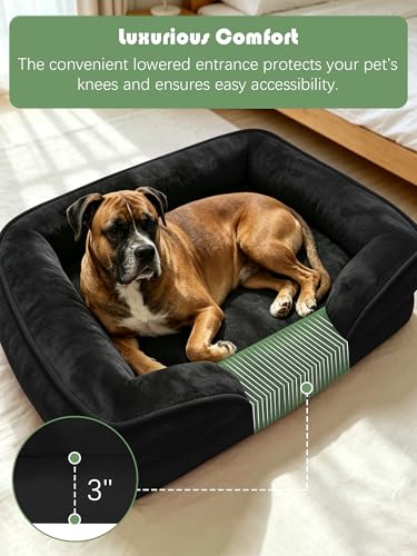 Orthopedic Dog Bed with Sides (38.0"L x 28.0"W x 6.5"Th / Black)