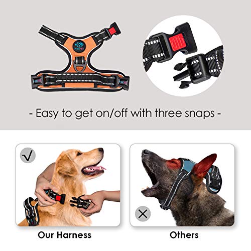 No Pull Dog Harnesses for Small Dogs Reflective Adjustable (Extra Small / Orange)