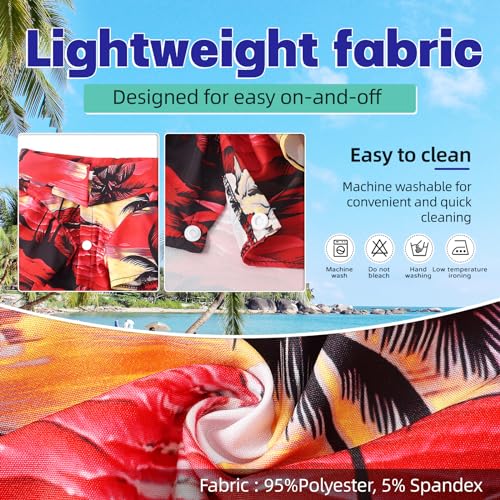 Dog Shirts Hawaii Dog Clothes for Small Medium Large Dogs Owner and Pet Shirts are Sold Separately (4XL-(65.1-85lb)-Chest~37.7" for Pets / Red Only for Pets)