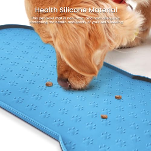 Dog Food Mat Anti (19.4" x 9.8" / Blue)