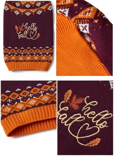 Hello Fall Leaves Thanksgiving Dog Sweater (Medium / Hello Fall Leaves)