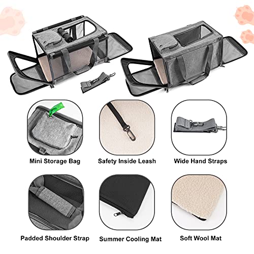 Pet Carrier for Large Cats up to 20lbs Soft (Grey / 18.1"L x 11.8"W x 11.8"H)