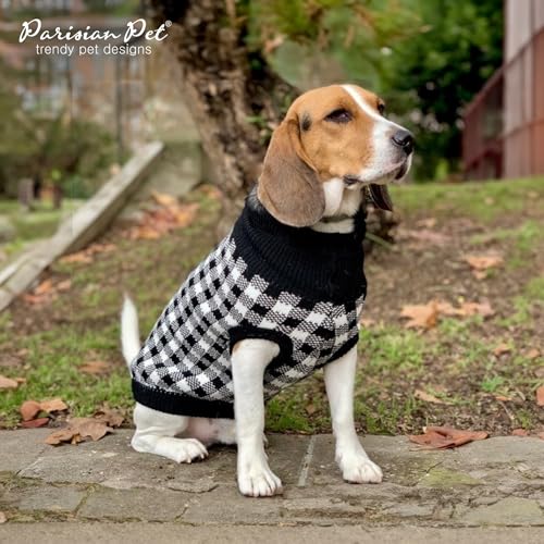 Dog Sweaters Cable Knit Dog Outfit (XS / Checkered Black-n-White)