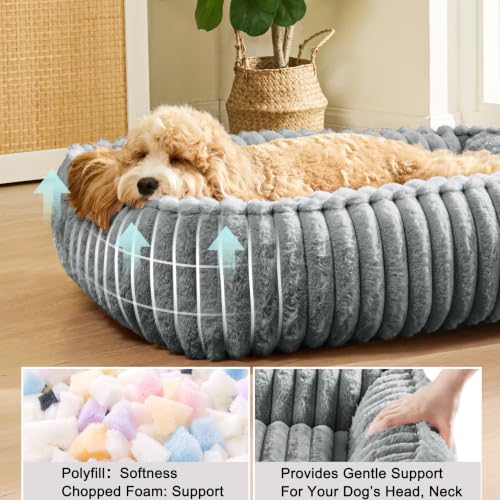 Medium Dog Bed Calming Cat Bed for Indoor Cats 24’’x20’’SageGrey (Sage Grey / 24"L x 20"W x 6"Th)