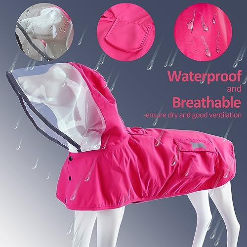 Waterproof Dog Raincoat (Dark Pink / Large)