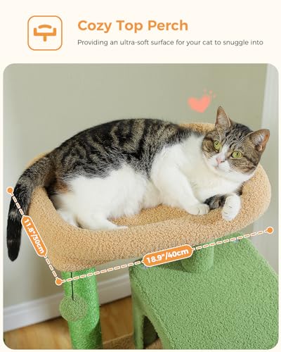 45.7" Cactus Cat Tree with Hammock (Green / 45.7in)