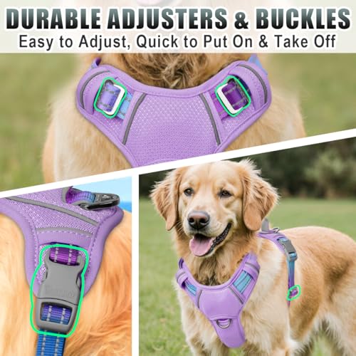 Dog Harness for Large Dogs No Pull Dog Vest ID Tag Pocket (Lavender Sky / Large)