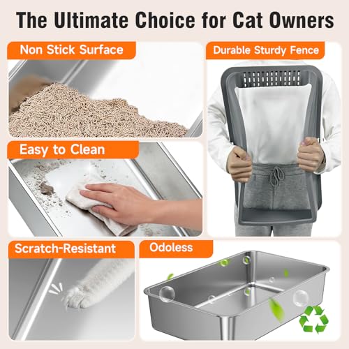 Stainless Steel Litter Box (Dark Grey XL)